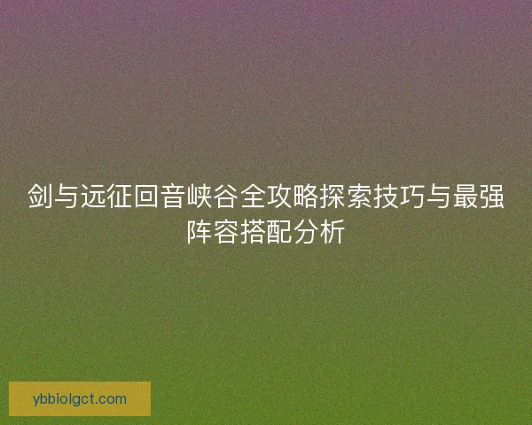 剑与远征回音峡谷全攻略探索技巧与最强阵容搭配分析